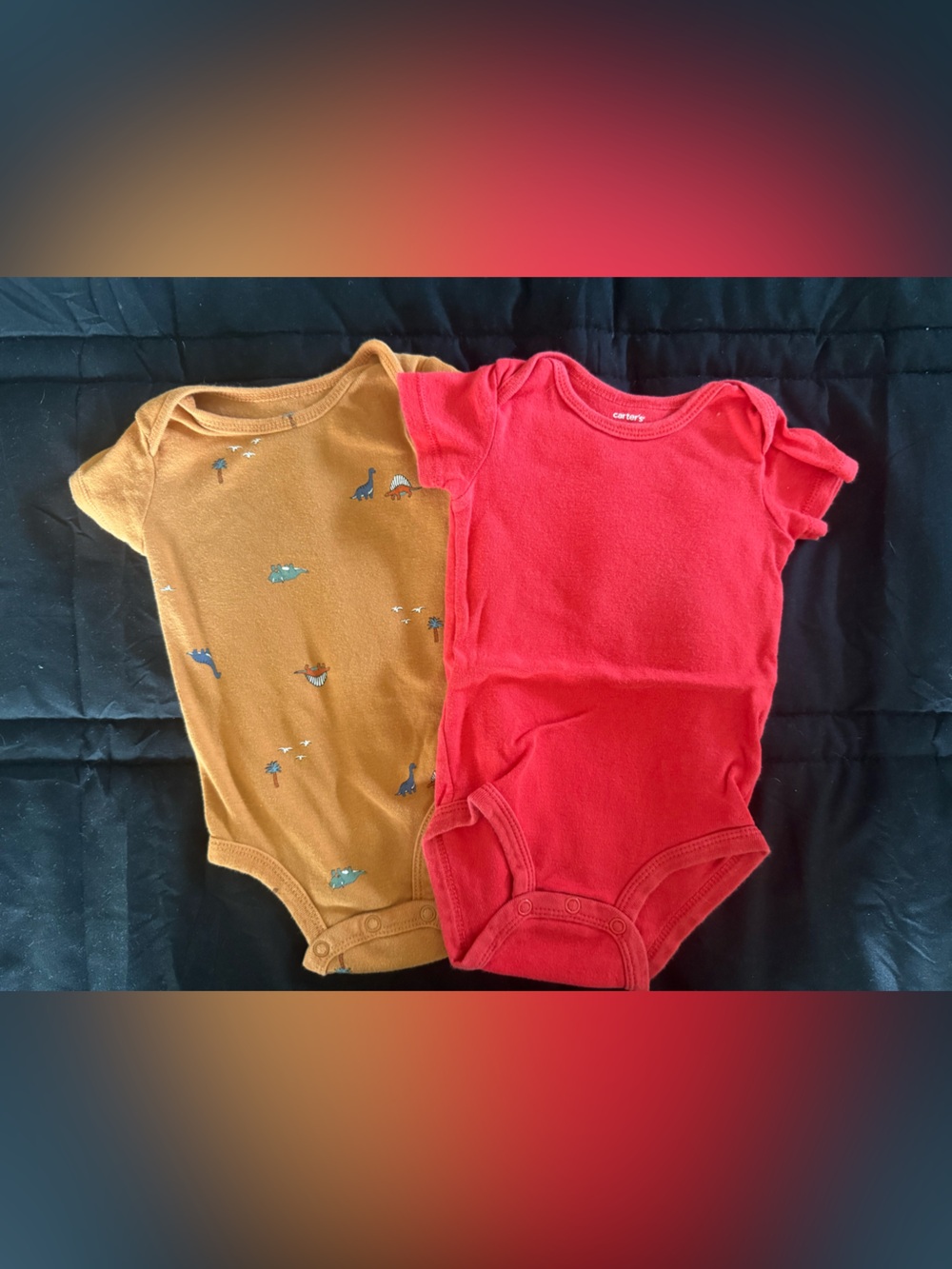 Cartier Kids Short-Sleeve Bodysuits in Mustard and Red